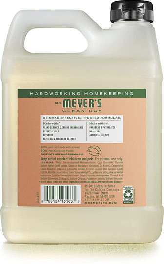 Mrs. Meyer's Clean Day Liquid Hand Soap, Cruelty Free and Biodegradable Hand Wash Made with Essential Oils, Geranium Scent, 12.5 oz - Pack of 3