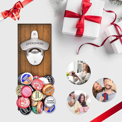 Gifts for Men Dad Husband, Wall Mounted Magnetic Bottle Opener, Unique Christmas Beer Gift Ideas for Him Boyfriend, Stocking Stuffers Cool Stuff Gadgets, Birthday Anniversary Housewarming Presents