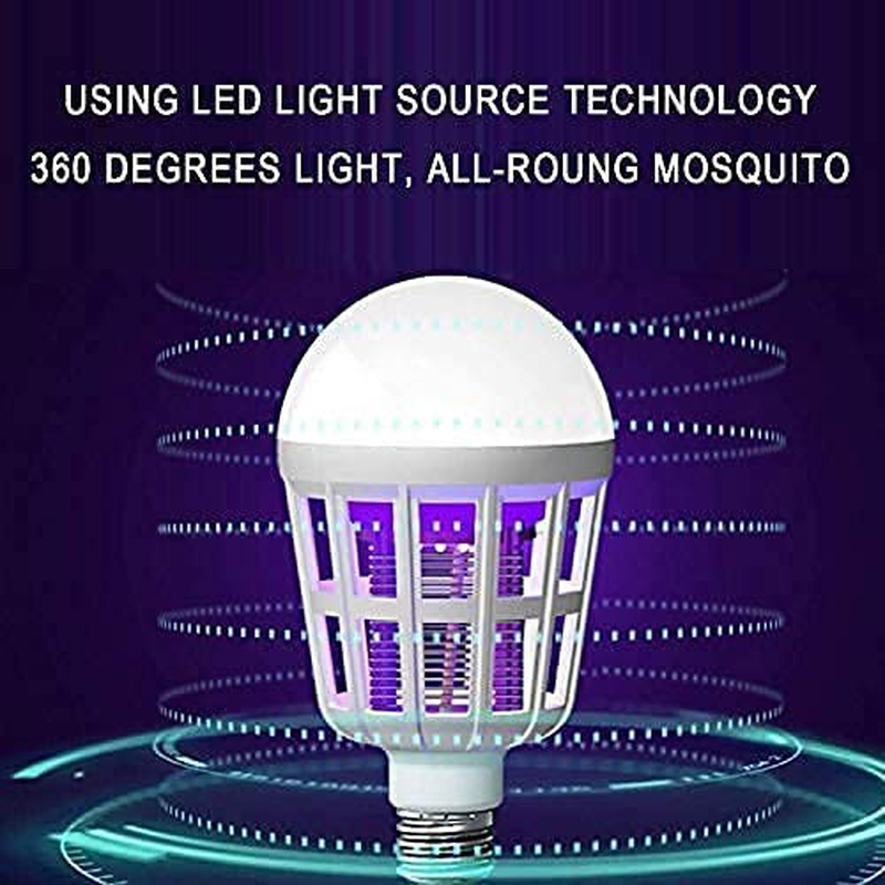 2 Pack Bug Zapper Light Bulbs, 2 in 1 Mosquito Killer Lamp, UV LED Bulb Zapper for Patio and Indoor