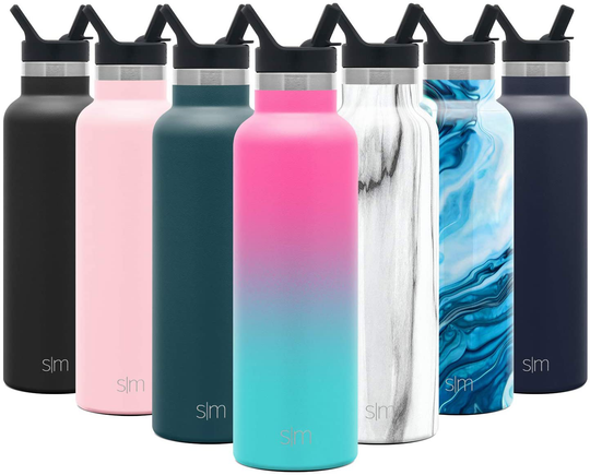 Simple Modern Insulated Water Bottle with Straw Lid Reusable Ascent Narrow Mouth Stainless Steel Thermos Flask, 24oz Straw Lid, Winter White