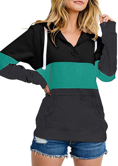 Barlver Women's Casual Hoodies Long Sleeve Sweatshirts Cowl Neck Drawstring Hooded Pullover Top with Pockets