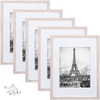 upsimples 12x16 Picture Frame Set of 5,Display Pictures 8.5x11 with Mat or 12x16 Without Mat,Wall Gallery Photo Frames,Pinkish Marble