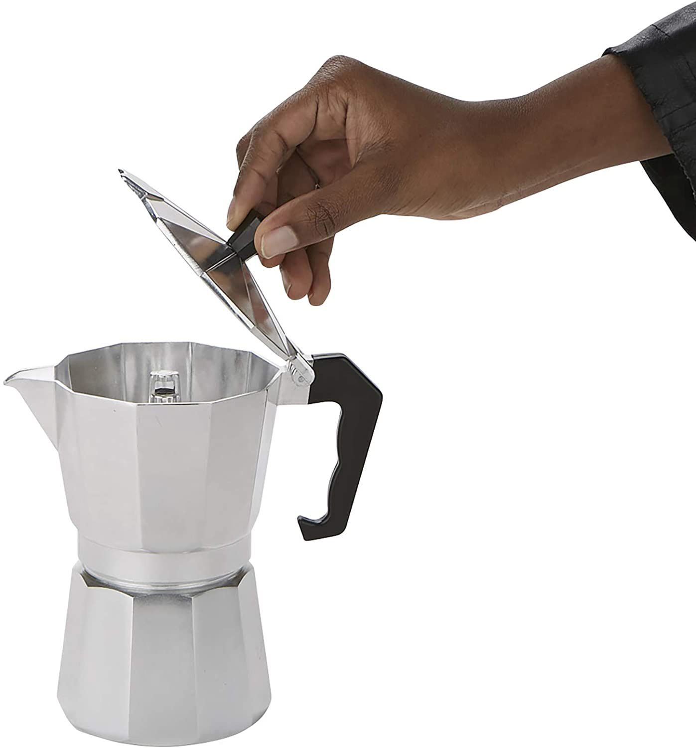 Mind Reader CSTOVE-SIL Stove Top Espresso, Stainless Steel, Coffee Maker for Gas or Electric Stovetop, Silver, One Size