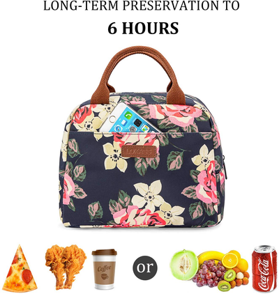 LOKASS Lunch Bag Cooler Bag Women Tote Bag Insulated Lunch Box Water-resistant Thermal Lunch Bag Soft Liner Lunch Bags for women/Picnic/Boating/Beach/Fishing/Work (Black+Triangle)