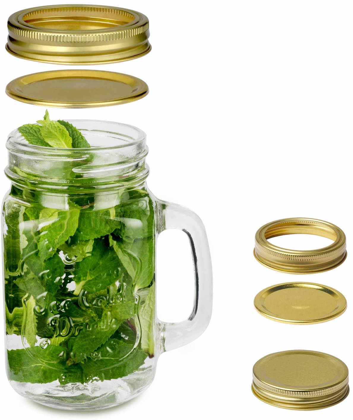 12 OZ Mason Jars Glass Regular Mouth Canning Jars with Airtight Lids & regular Lids,Glass Canning Jars Ideal for Jellies,Yogurt, Drinking, Jam, Salad,Jam,Shower Favors 6pcs