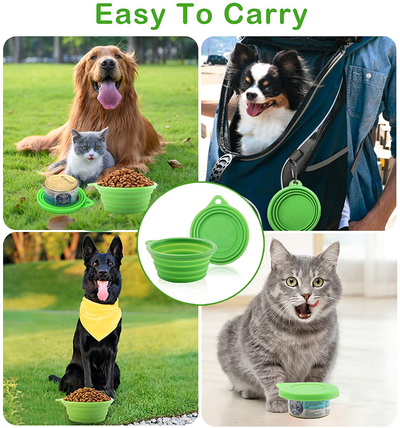 U/D Silicone Collapsible Dog Bowl with Pet Food Can Cover Lid/Portable Foldable Pet Travel Bowls Dog Water Feeding Bowls/Silicone Can Lids for Dog and Cat Food Can(One fit 3 Standard Size Food Cans)
