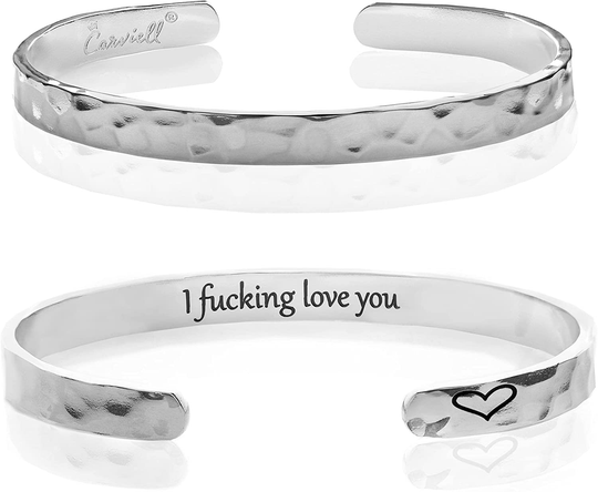 Carviell Bracelets for Women, Personalized Gifts for Her, Mom, Best Friend, Inspirational Friendship Cuff for Teen Girls, Engraved, Birthday Gift Jewelry
