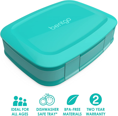 Bentgo Fresh – Leak-Proof, Versatile 4-Compartment Bento-Style Lunch Box with Removable Divider, Portion-Controlled Meals for Teens and Adults On-The-Go – BPA-Free, Food-Safe Materials (Aqua)