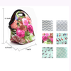 ALLENLIFE Insulated Neoprene Lunch Bag Zipper Washable Stretchy Waterproof Outdoor School Travel Picnic Tote Reusable Bags Boxes for Men Women Adults Kids (Flower)