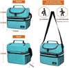 Insulated Dual Compartment Lunch Bag for Men, Women | Double Deck Reusable Lunch Box Cooler with Shoulder Strap, Leakproof Liner | Medium Lunch Pail for School, Work, Office (Aqua Turquoise)