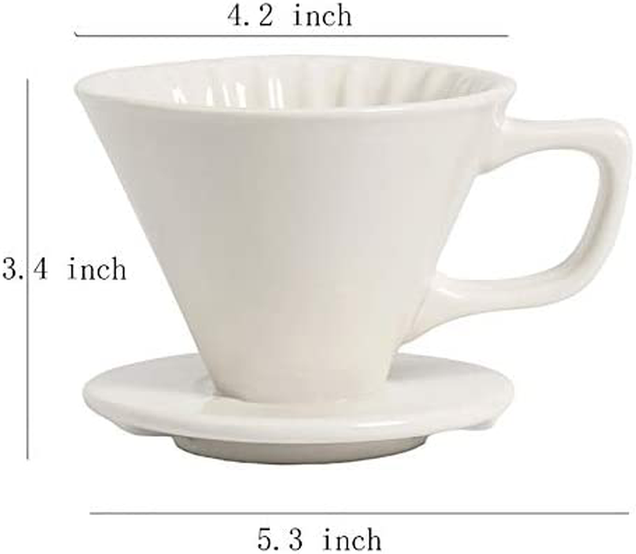 #2 White Ceramic Pour Over Coffee Dripper, Ceramic Coffee Maker, Porcelain coffee brewer Size 02, Dishwasher safe