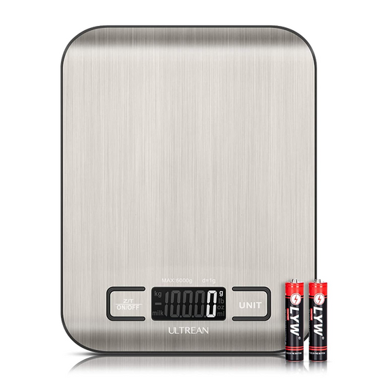 High Precision 5 Unit Stainless Steel Digital Kitchen Scale with Free Batteries