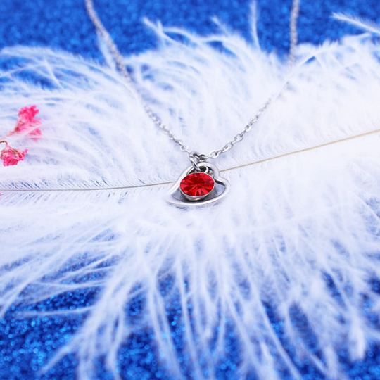 Women's Stainless Steel Birthstone Heart Necklace 