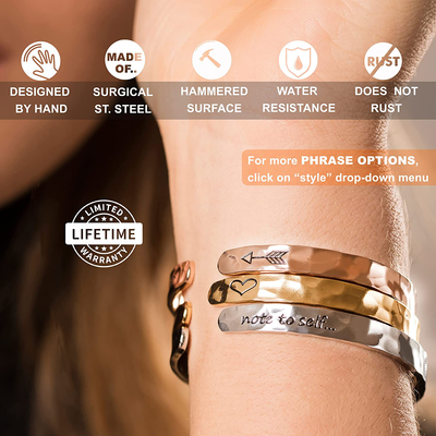 Carviell Bracelets for Women, Personalized Gifts for Her, Mom, Best Friend, Inspirational Friendship Cuff for Teen Girls, Engraved, Birthday Gift Jewelry
