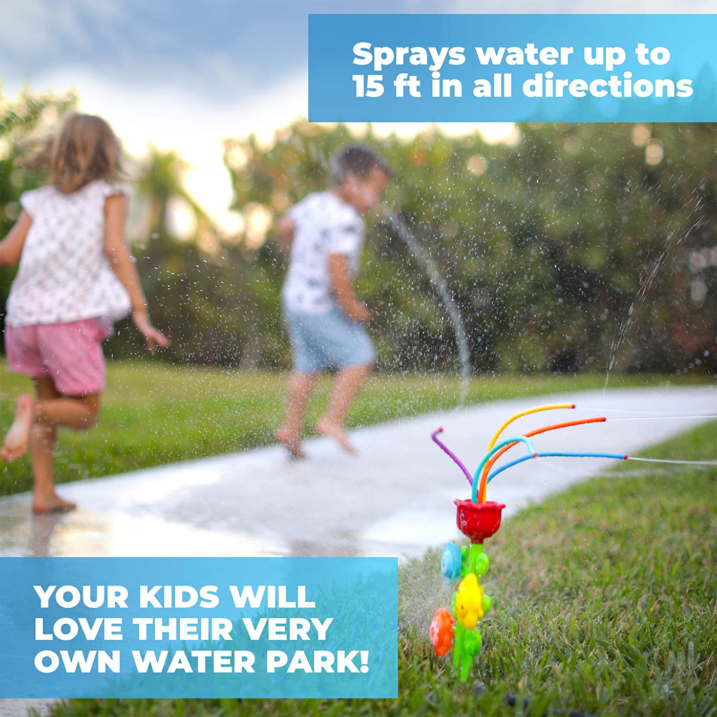 CHUCHIK Outdoor Water Spray Sprinkler for Kids and Toddlers - Cute Lawn Spinning Flower Kids Sprinkler w/ Wiggle Tubes - Splashing Fun for Summer Days - Attaches to Garden Hose - Age 3+