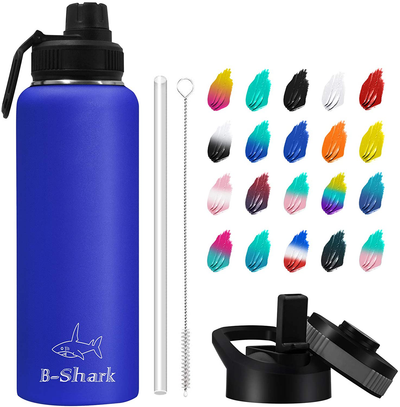 Water Bottle - 24/32/40 oz Water Bottle with Straw, Double Wall Vacuum Stainless Steel Water Bottle with 3 Option Lid Keeps Hot or Cold, Leak Proof Sports Water Bottle for Camping Travel, Office and Outdoor