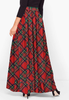 Zattcas Womens Buffalo Plaid High Elastic Waist Pleated Maxi Skirt with Pockets