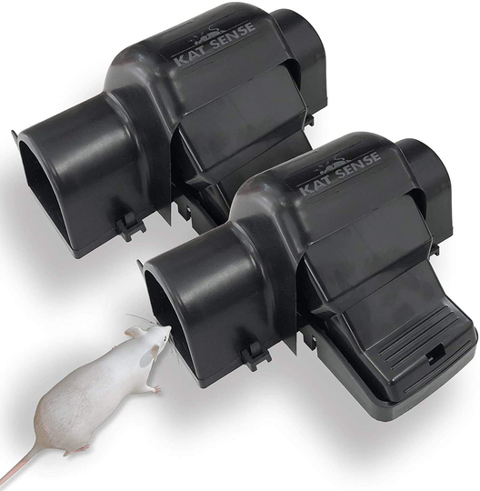 Kat Sense Covered Rat & Chipmunk Traps, Prevents Accidental Triggering with Tunneled Design, Quick Humane Kill, Indoor 'N Outdoor Mouse Snap Traps