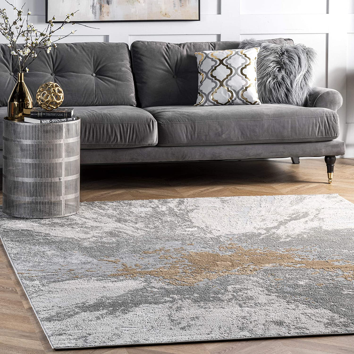 nuLOOM Cyn Abstract Area Rug, 5 Feet, Silver