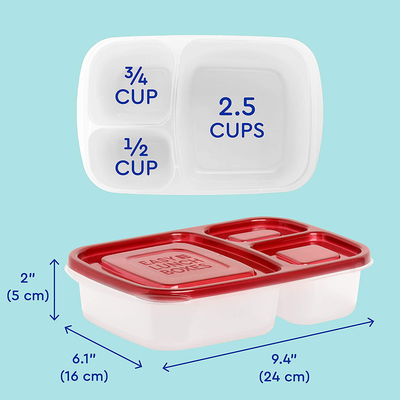 EasyLunchboxes - Bento Lunch Boxes - Reusable 3-Compartment Food Containers for School, Work, and Travel, Set of 10, (Classic)