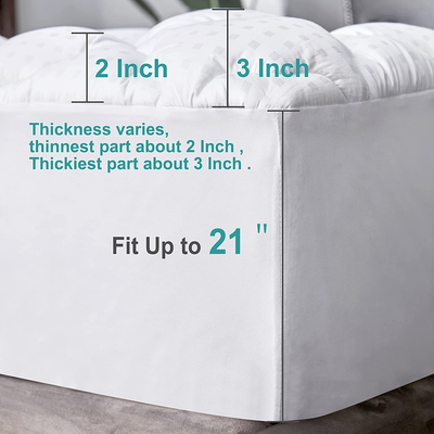 Hansleep Queen Mattress Pad Cotton Top Pillow Top Stretches up to 21” Deep Pocket, Non-Slip Mattress Topper with Down Alternative Fillings (Queen)