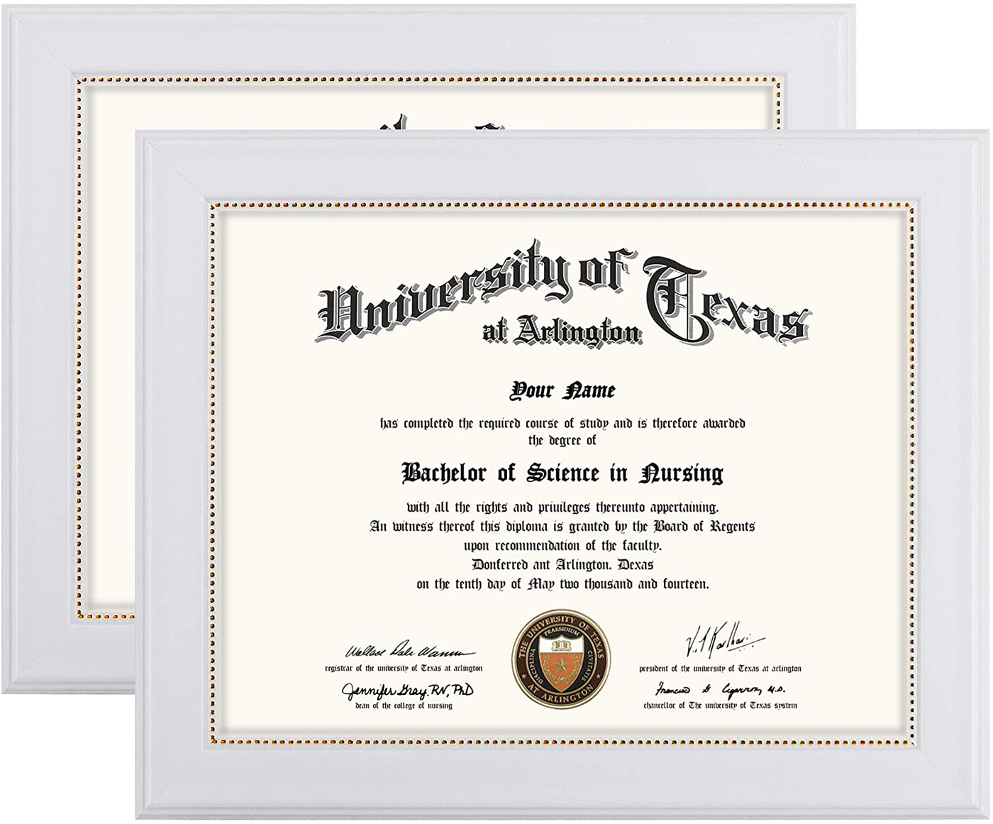 GraduationMall 8.5x11 Certificate Diploma Frame,Solid Wood & UV Protection Acrylic,Cherry Finish with Gold Trim