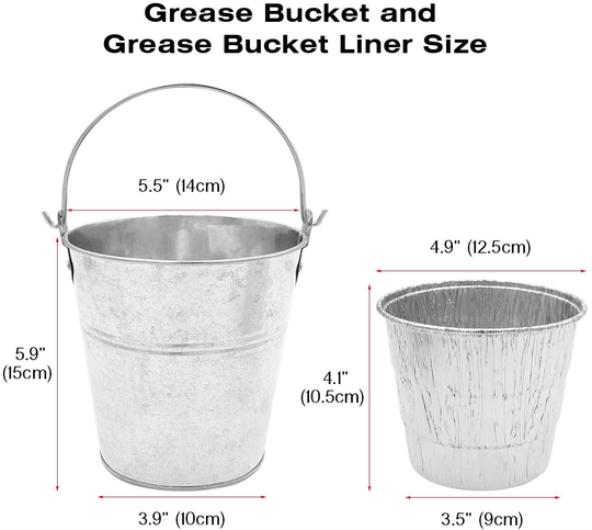 YAOAWE Grill Drip Grease Bucket & 5 Pack Foil Liners Compatible with Traeger Wood Pellet Grills HDW152 & Oklahoma Joe's & Z Grill BBQ Smokers Accessories
