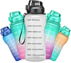 Ahape Gallon Motivational 64/100 oz Water Bottle with Time Marker & Straw, Large Daily Water Jug for Fitness Gym Outdoor Sports, Remind of All Day Hydration, Leak Proof, BPA Free (transparent, 100oz)