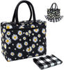 Lunch Bags for Women and Girls Cute Lunch Tote Bag Daisy Lunch Box with a Placement for Work School,Black