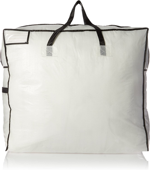 Household Essentials 2622 MightyStor Large Storage Bag with Handles | Clothing and Linen Storage Bag | White Tarp with Black Trim