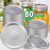 80-Count Canning Lids Wide Mouth Canning Jar Flats for Ball Kerr Jars Ewadoo Split-Type Metal Mason Jar Lid for Canning-Food-Grade Material-100% Fit & Airtight for Large Mouth Jars(Not Include Rings)