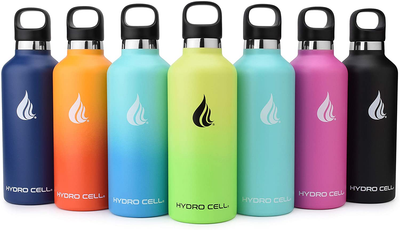 Hydro Cell Stainless Steel Water Bottle with Straw & Standard Mouth Lids (32oz 24oz 20oz 16oz) - Keeps Liquids Hot or Cold with Double Wall Vacuum Insulated Sweat Proof Sport Design (White/Pink 32oz)