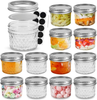 FRUITEAM 8 oz Mason Jars with Lids and Bands-Set of 12, Quilted Crystal Jars Ideal for Jams, Jellies, Conserves, Preserves, Fruit Syrups, Chutneys, and Pizza Sauce