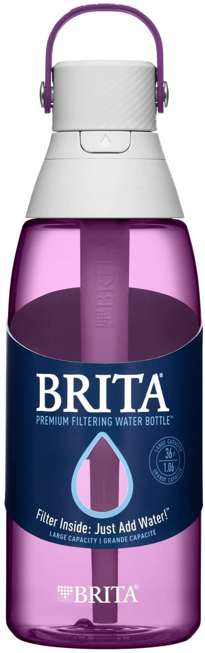 Brita Plastic Water Filter Bottle, Blush, 36 Ounce, 1 Count