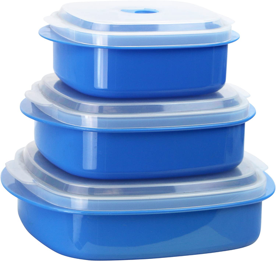 Calypso Basics by Reston Lloyd 6-Piece Microwave Cookware, Steamer and Storage Set, Azure