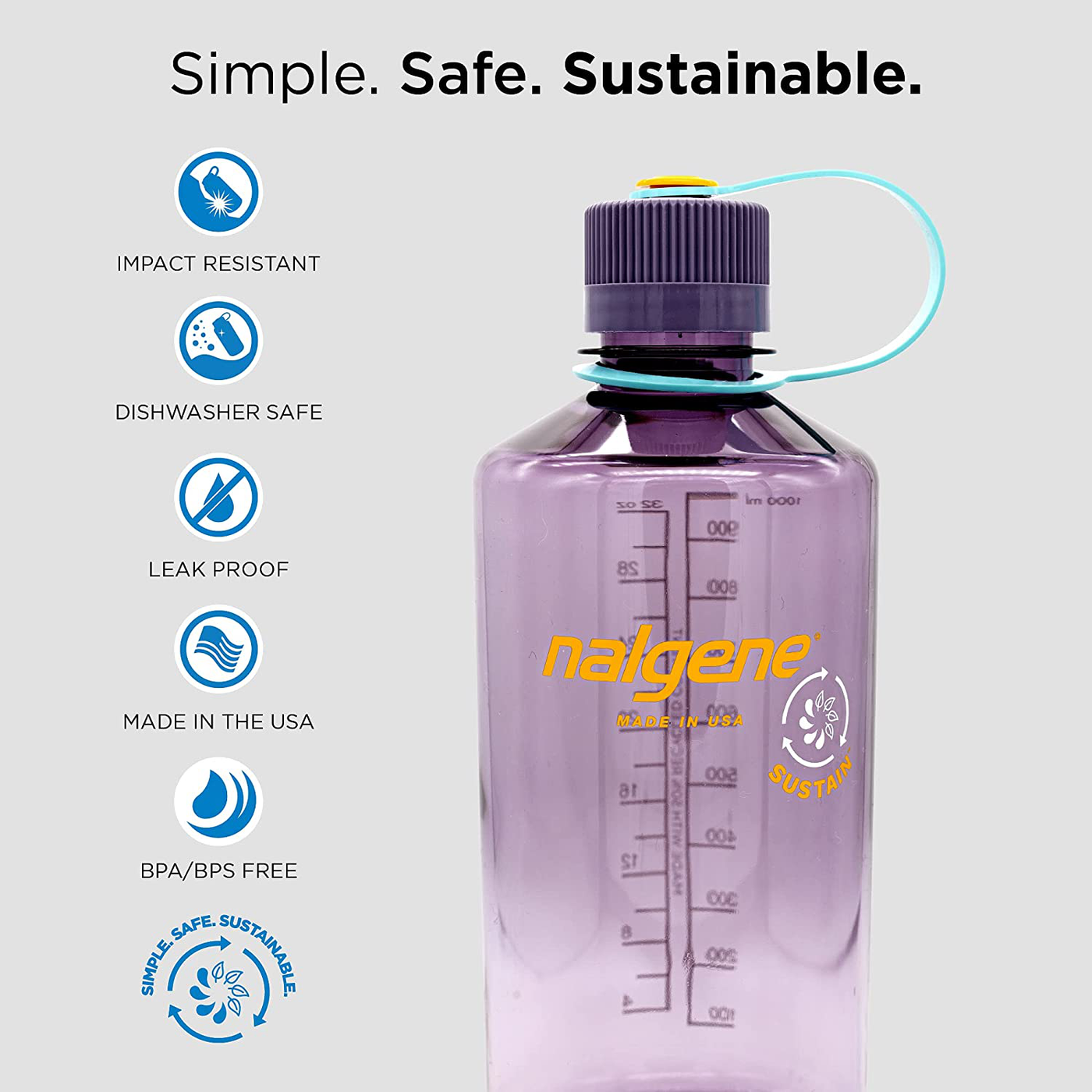 Nalgene Tritan Narrow Mouth BPA-Free Water Bottle, 32 oz