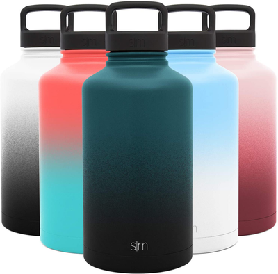 Simple Modern 18 Ounce Summit Sports Water Bottle - Travel Mug Stainless Steel Tumbler Flask +2 Lids - Wide Mouth Double Wall Vacuum Insulated Leakproof Ombre: Sorbet