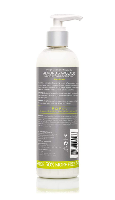 Design Essentials Moisturizing and Detangling Conditioner Almond and Avocado Collection, 8 Ounces