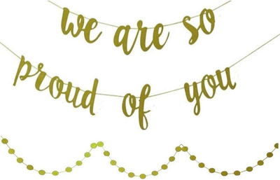 YOFEY1 | Graduation Decorations,Graduation Party Supplies 2021 ,We Are So Proud Of You Banner, With Gold Glittery Circle Dots Garland, Congratulations Banner,Congrats Banner