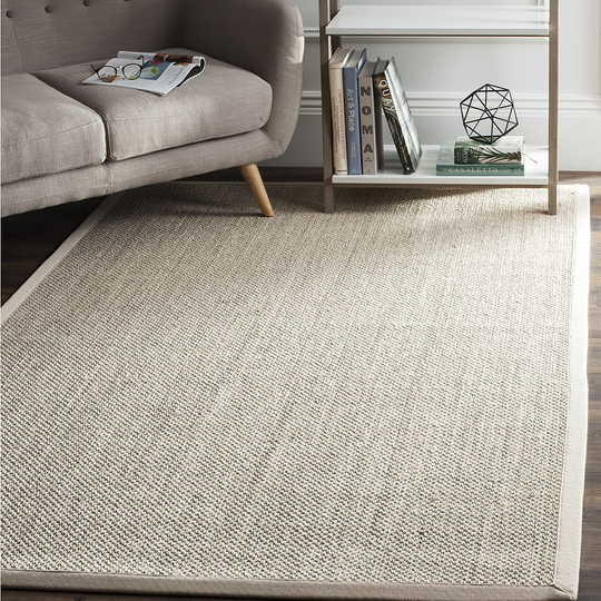 Safavieh Natural Fiber Collection NF143C Border Sisal Area Rug, 3' x 5', Marble / Beige