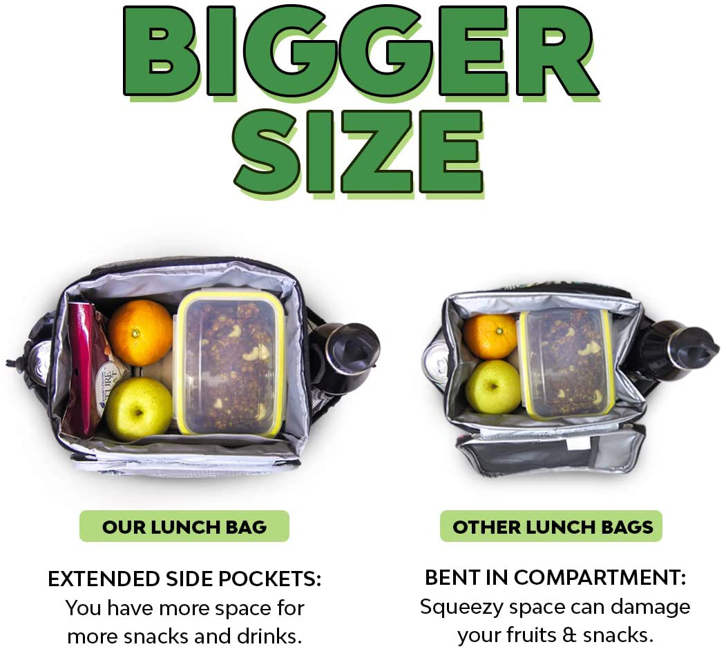 Inspirit Lunch Bag for Women - Mens Lunch Box, 14-Can Meal Prep Lunch Bag, Lunch Bags for Men, Soft Cooler Lunch Tote, Insulated Lunch Box Large Lunch Bag with 2 Silicone Bags (Charcoal Grey)