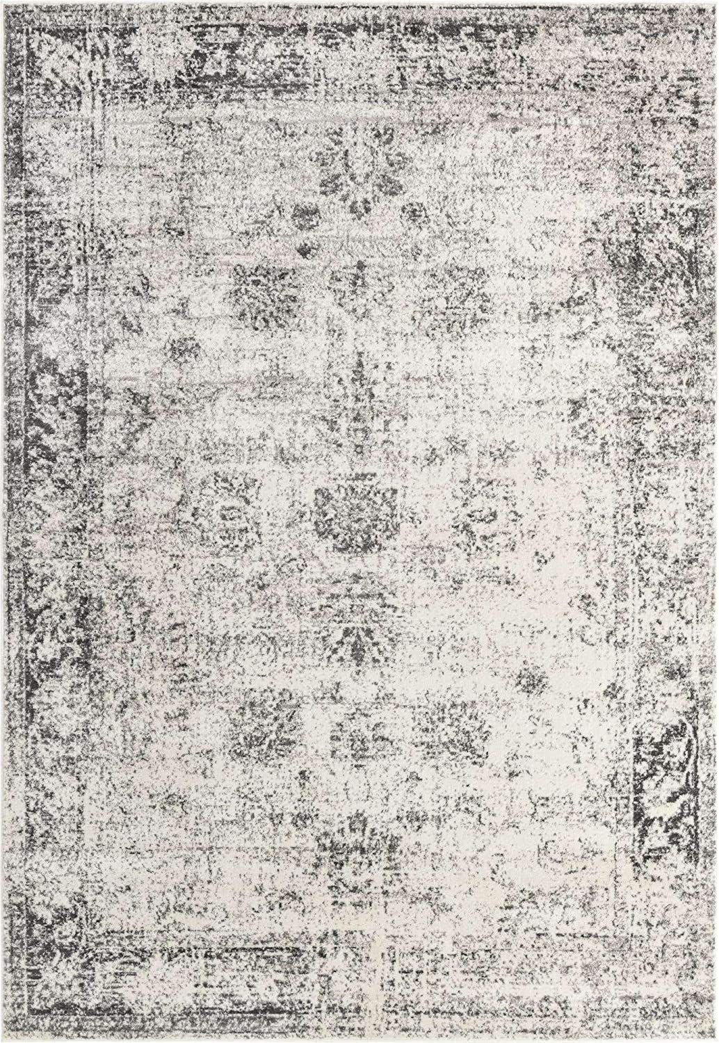 Unique Loom Sofia Collection Area Traditional Vintage Rug, French Inspired Perfect for All Home Décor, 4' 0 x 6' 0 Rectangular, Light Blue/Navy Blue