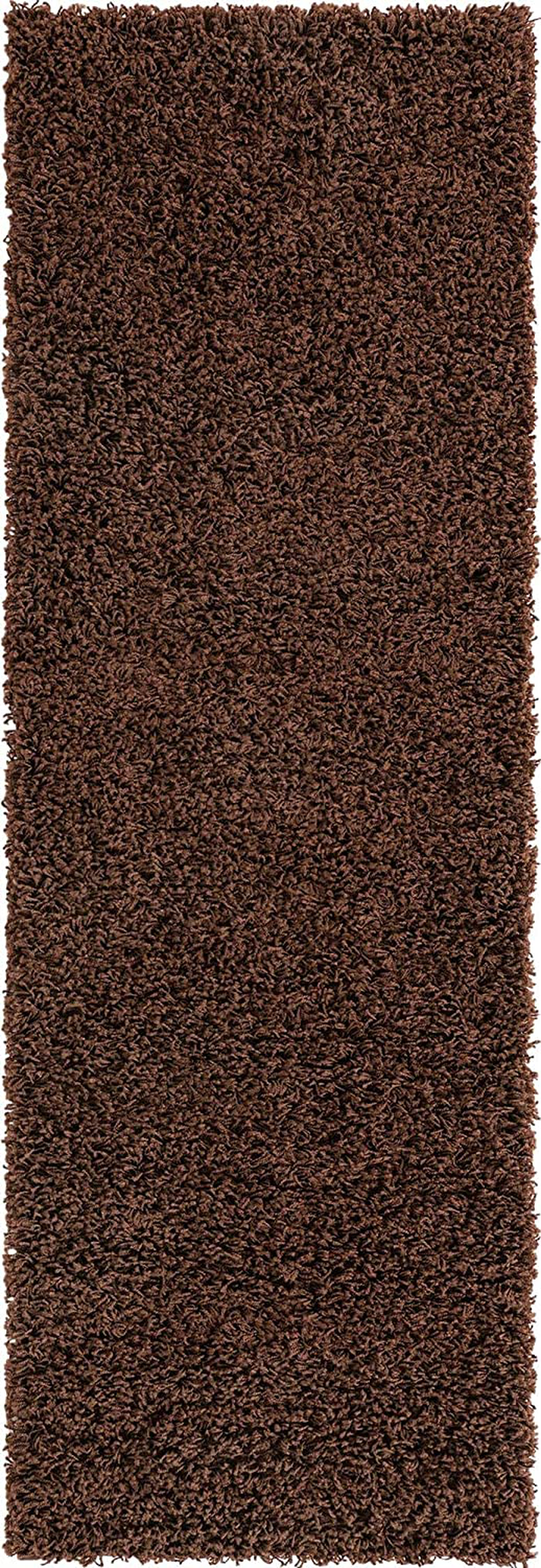 Unique Loom Solo Solid Shag Collection Area Modern Plush Rug Lush & Soft, 2' 2" x 6' 5", Chocolate Brown