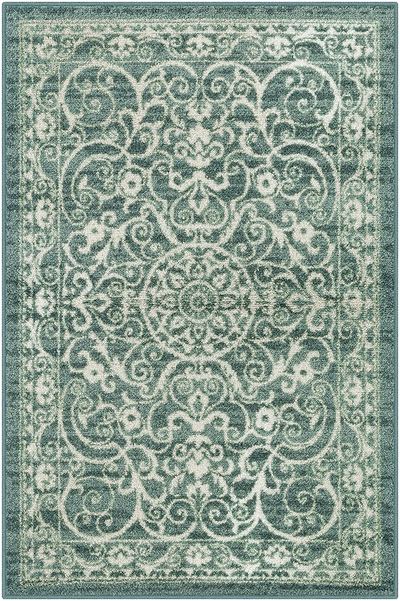 Maples Rugs Pelham Vintage Area Rugs for Living Room & Bedroom [Made in USA], 3'4 x 5, Light Spa