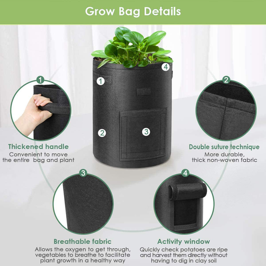 7 or 10 Gallon Grow Bags Fabric Pots with Handles