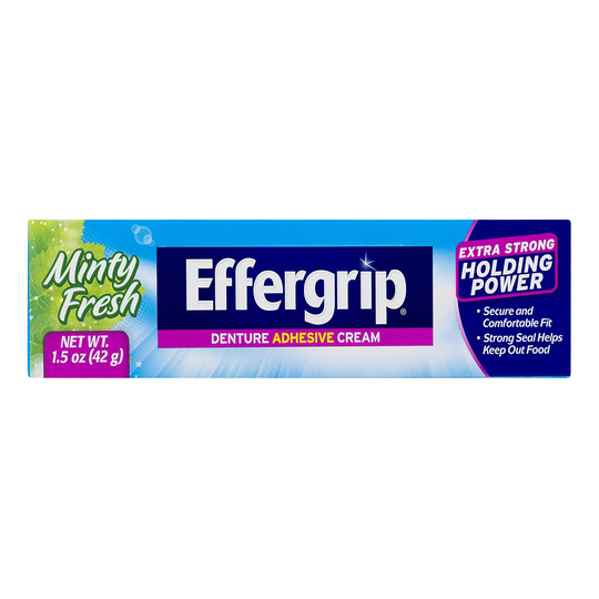 Effergrip Denture Adhesive Cream, Extra Strong Holding Power, 1.5 oz
