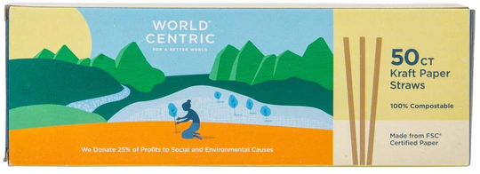 World Centric, Straws Paper Compostable, 50 Count