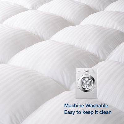 ELEMUSE Twin White Cooling Mattress Topper for Back Pain, Extra Thick Mattress pad Cover, Plush Soft Pillowtop with Elastic Deep Pocket, Overfilled Down Alternative Filling