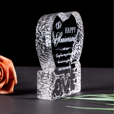 YWHL Wedding Anniversary Romantic Gift for Her, Crystal Engraved Gift for Couples, Love Gift for Wife