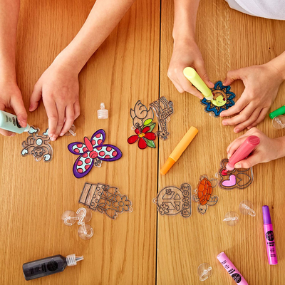 Made By Me Create Your Own Window Art by Horizon Group USA, Paint Your Own Suncatchers. Kit Includes 12 Pre-Printed Suncatchers, DIY Acetate Sheet, Window Paint, Suction Cups and More, Assorted Colors